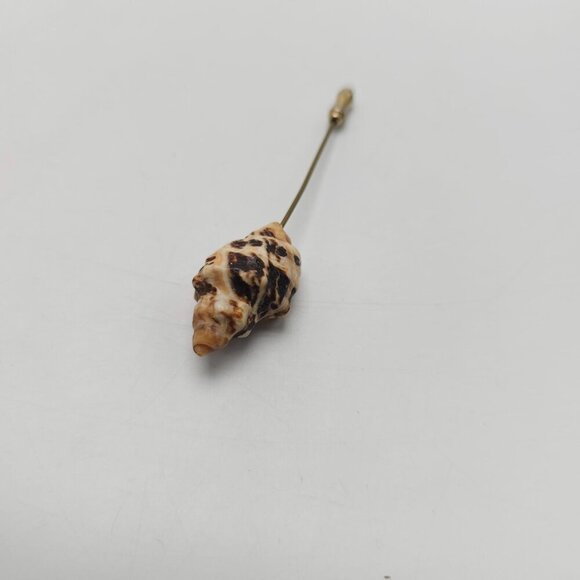 Natural Shell Lapel Pin With Gold-Tone Stick Pin - Picture 2 of 4